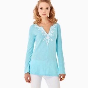 Lilly Pulitzer Westley v-neck spa blue tunic S